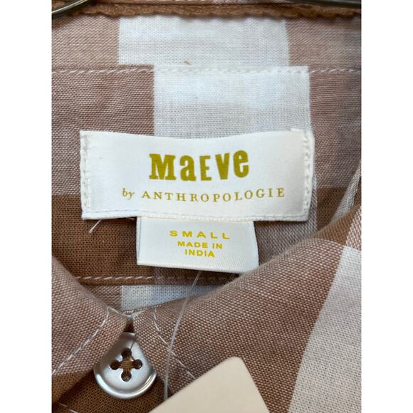 NWT Maeve Women's Size Small Buffalo Check Button Up Long Sleeve Blouse Shirt - Picture 3 of 7